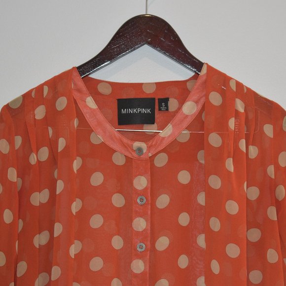 Women MINKPINK Orange Button up Blouse Size Small - Picture 2 of 7